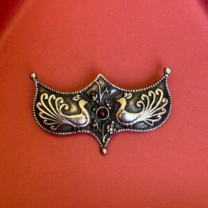 Vintage Sterling Silver Peacock Brooch